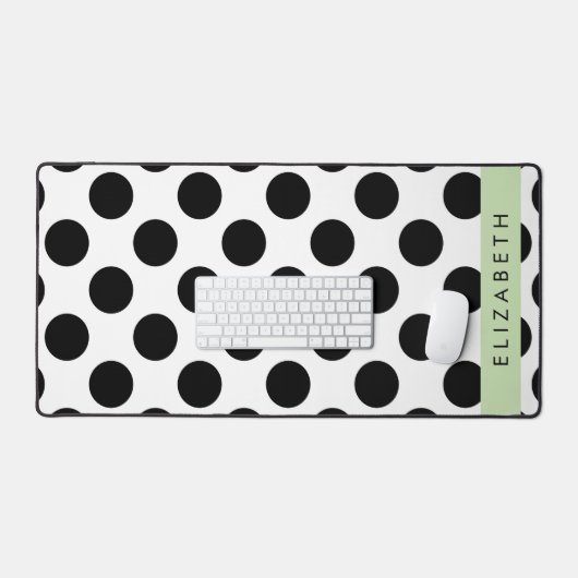 Schwarz-Weiß-Polka-Punkte, Dotter, Ihr Name Schreibtischunterlage (Tastatur & Maus)