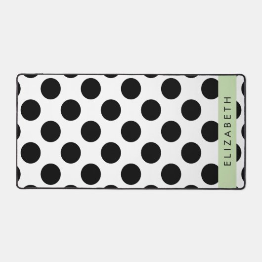 Schwarz-Weiß-Polka-Punkte, Dotter, Ihr Name Schreibtischunterlage (Vorderseite)