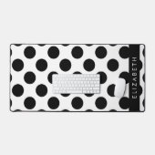 Schwarz-Weiß-Polka-Punkte, Dotter, Ihr Name Schreibtischunterlage (Tastatur & Maus)