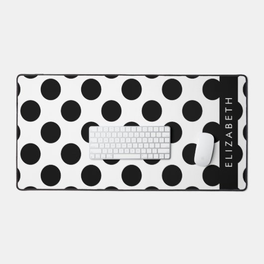 Schwarz-Weiß-Polka-Punkte, Dotter, Ihr Name Schreibtischunterlage (Tastatur & Maus)