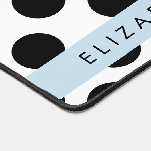 Schwarz-Weiß-Polka-Punkte, Dotter, Ihr Name Schreibtischunterlage (Ecke)