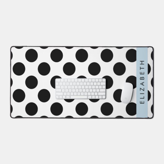 Schwarz-Weiß-Polka-Punkte, Dotter, Ihr Name Schreibtischunterlage (Tastatur & Maus)