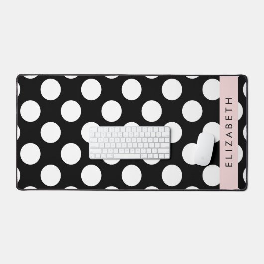Schwarz-Weiß-Polka-Punkte, Dotter, Ihr Name Schreibtischunterlage (Tastatur & Maus)