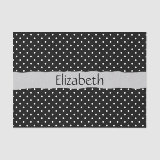 Schwarz-Weiß-Polka-Punkte, Dotter, Ihr Name Seidenpapier (Vorderseite)