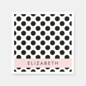 Schwarz-Weiß-Polka-Punkte, Dotter, Ihr Name Serviette (Vorderseite)