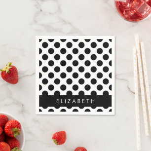Schwarz-Weiß-Polka-Punkte, Dotter, Ihr Name Serviette