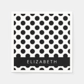 Schwarz-Weiß-Polka-Punkte, Dotter, Ihr Name Serviette (Vorderseite)