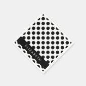 Schwarz-Weiß-Polka-Punkte, Dotter, Ihr Name Serviette (Ecke)