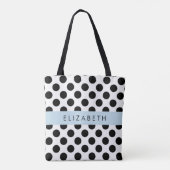 Schwarz-Weiß-Polka-Punkte, Dotter, Ihr Name Tasche (Rückseite)