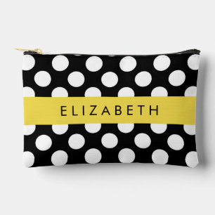 Schwarz-Weiß-Polka-Punkte, Dotter, Ihr Name Zubehörtasche