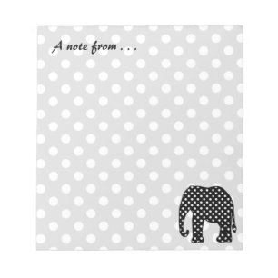 Schwarz-Weiß-Polka-Punkte Elefant Notizblock