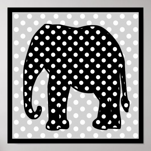 Schwarz-Weiß-Polka-Punkte Elephant Poster (Vorne)