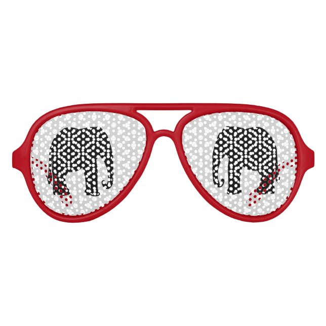 Schwarz-Weiß-Polka-Punkte Elephant Sonnenbrille (Vorderseite)