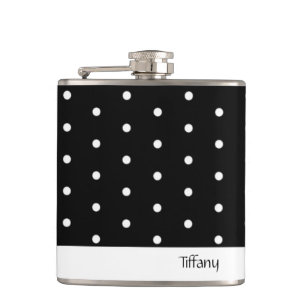 Schwarz-Weiß-Polka-Punkte Flachmann