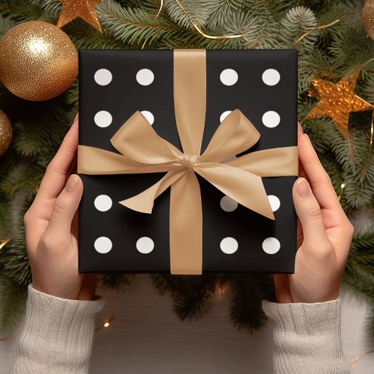 Schwarz-Weiß-Polka-Punkte Geschenkpapier