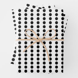 Schwarz-Weiß-Polka-Punkte Geschenkpapier Set