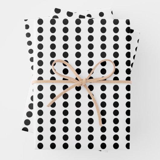 Schwarz-Weiß-Polka-Punkte Geschenkpapier Set (Beispiel)