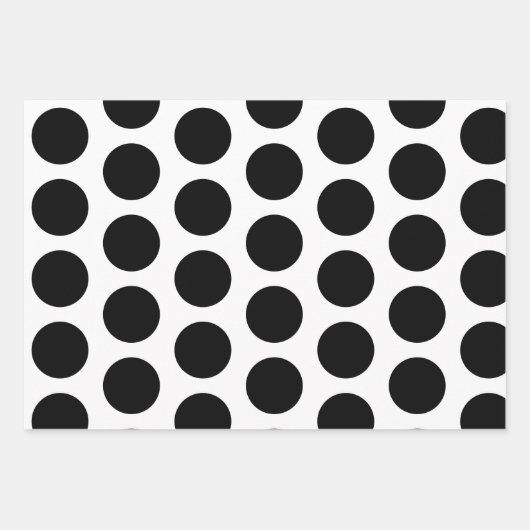 Schwarz-Weiß-Polka-Punkte Geschenkpapier Set (Vorderseite 3)