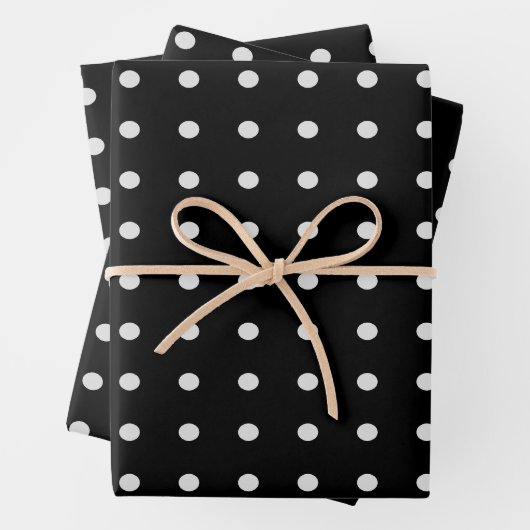 Schwarz-Weiß-Polka-Punkte Geschenkpapier Set (Beispiel)