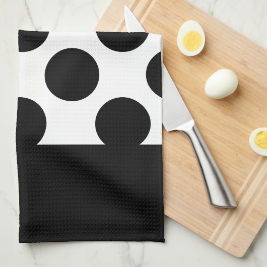 Schwarz-Weiß-Polka-Punkte Geschirrtuch (Viertel Falte)