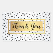 Schwarz-Weiß-Polka-Punkte, Goldrahmen Danke Rechteckiger Aufkleber (Vorderseite)