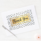 Schwarz-Weiß-Polka-Punkte, Goldrahmen Danke Rechteckiger Aufkleber (Umschlag)