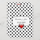Schwarz-Weiß-Polka-Punkte Hochzeit Einladung (Vorne/Hinten)