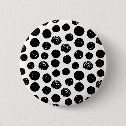 Schwarz-Weiß-Polka-Punkte in Wasserfarbe Button (Vorderseite)