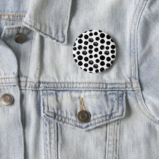 Schwarz-Weiß-Polka-Punkte in Wasserfarbe Button (Beispiel)