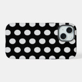 Schwarz-Weiß-Polka-Punkte iPhone 15 Hülle (Rückseite (Horizontal))
