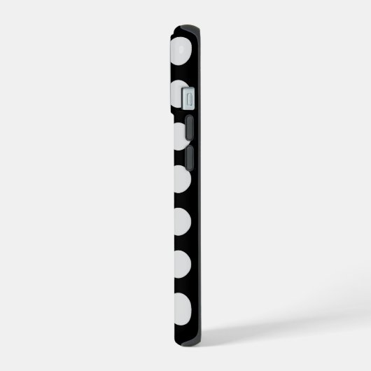 Schwarz-Weiß-Polka-Punkte iPhone 15 Hülle (Linke Seite)