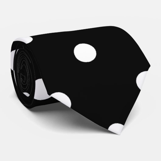 Schwarz-Weiß-Polka-Punkte Krawatte (Gerollt)