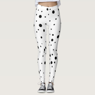 Schwarz-Weiß-Polka-Punkte Leggings