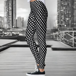 Schwarz-Weiß-Polka-Punkte Leggings
