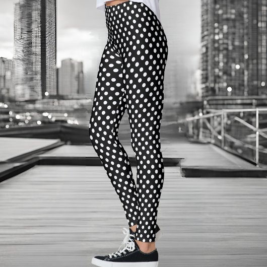 Schwarz-Weiß-Polka-Punkte Leggings