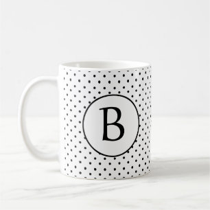 Schwarz-Weiß-Polka-Punkte mit Monogramm Kaffeetasse