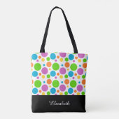 Schwarz-Weiß-Polka-Punkte mit Monogramm Tasche (Rückseite)