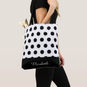 Schwarz-Weiß-Polka-Punkte mit Monogramm Tasche (Von Nahem)
