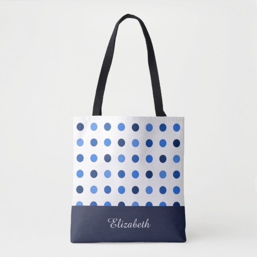 Schwarz-Weiß-Polka-Punkte mit Monogramm Tasche (Vorderseite)