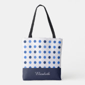 Schwarz-Weiß-Polka-Punkte mit Monogramm Tasche (Rückseite)