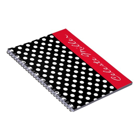 Schwarz-Weiß-Polka-Punkte mit rotem Akzent Notizblock (Rechte Seite)