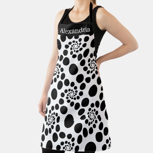 Schwarz-Weiß-Polka-Punkte Moderne Schürze (InSitu)