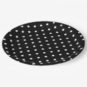 Schwarz-Weiß-Polka-Punkte Pappteller (Schrägansicht)
