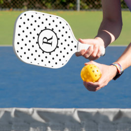 Schwarz-Weiß-Polka-Punkte Pickleball Schläger