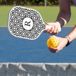 Schwarz-Weiß-Polka-Punkte Pickleball Schläger