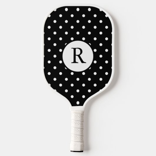 Schwarz-Weiß-Polka-Punkte Pickleball Schläger (Rückseite)