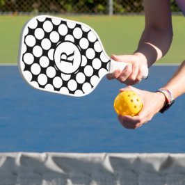 Schwarz-Weiß-Polka-Punkte Pickleball Schläger