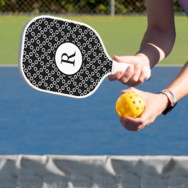 Schwarz-Weiß-Polka-Punkte Pickleball Schläger