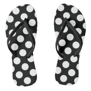 Schwarz-Weiß-Polka-Punkte, Polka-Dot-Muster Badesandalen