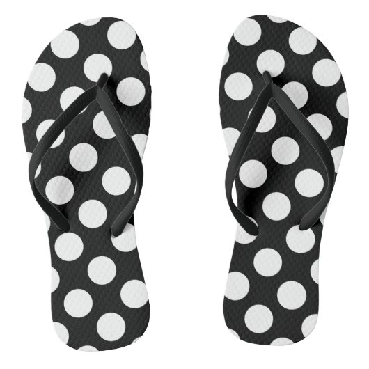 Schwarz-Weiß-Polka-Punkte, Polka-Dot-Muster Badesandalen (Fußbett)